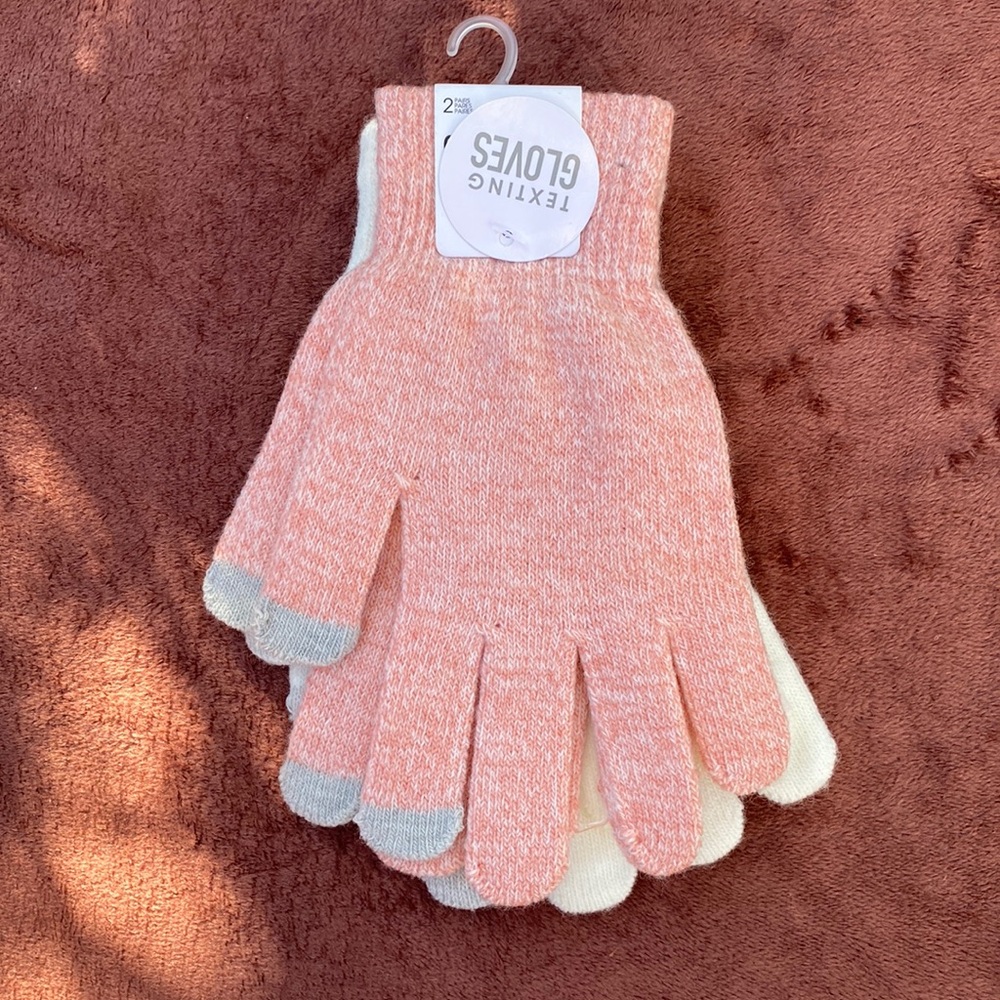 Brand New 2 Pairs Gloves Texting Tips